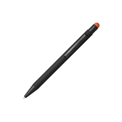 Купить Резиновая шариковая ручка-стилус Dax, черный/оранжевый с нанесением логотипа