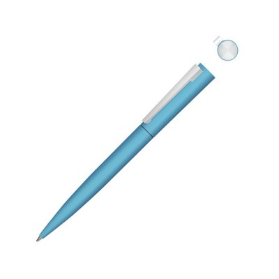 Купить Металлическая шариковая ручка soft touch Brush gum, голубой с нанесением логотипа