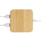 Купить USB-хаб с беспроводной зарядкой из бамбука Plato с нанесением логотипа