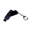Купить USB-флешка на 64 ГБ 3 в 1 поворотный механизм, c двумя дополнительными разъемами MicroUSB и TypeC C с одноцветным металлическим клипом, черный с нанесением логотипа