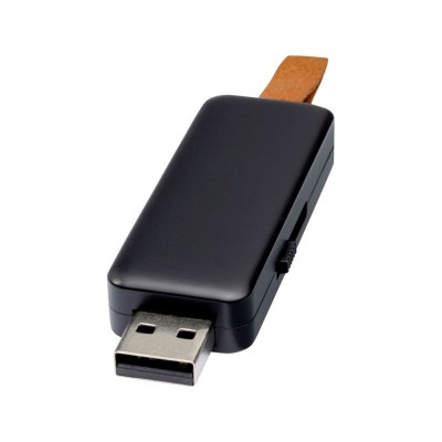 Купить USB-флеш-накопитель Gleamобъемом 16 ГБ с подсветкой, черный с нанесением логотипа