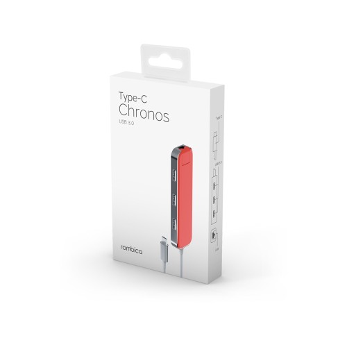 Купить Хаб USB Rombica Type-C Chronos Red с нанесением логотипа