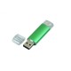 Купить USB-флешка на 64 ГБ.c дополнительным разъемом Micro USB, зеленый с нанесением логотипа