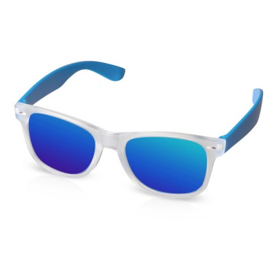 Купить Очки солнцезащитные с зеркальными линзами Partymaker, синий с нанесением логотипа