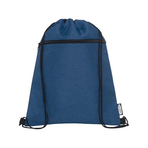 Купить Рюкзак со шнурком Ross из переработанного ПЭТ, heather navy с нанесением логотипа