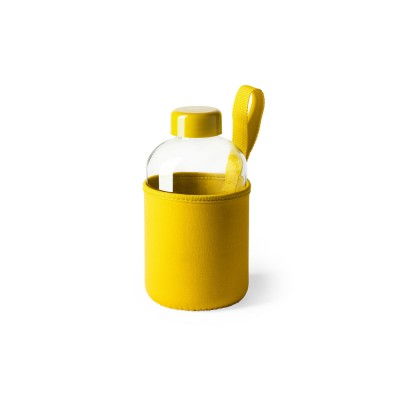 Купить Бутылка стеклянная KASTER в неопреновом чехле, 600 мл, желтый с нанесением логотипа