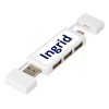 Купить Mulan Двойной USB 2.0-хаб, белый с нанесением логотипа