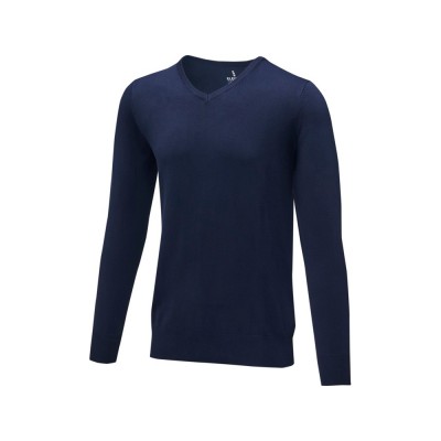 Купить Мужской пуловер Stanton с V-образным вырезом, темно-синий с нанесением