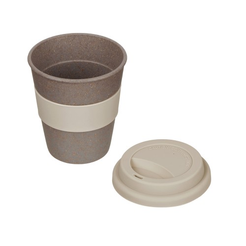 Купить Стакан с силиконовой крышкой Cafe, beige с нанесением логотипа