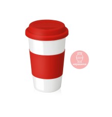 Кружка с силиконовой крышкой и манжетой Нью-Йорк 300мл, красный