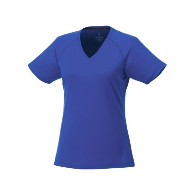 Купить Модная женская футболка Amery с коротким рукавом и V-образным вырезом, синий с нанесением