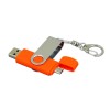 Купить Флешка с  поворотным механизмом, c дополнительным разъемом Micro USB, 32 Гб, оранжевый с нанесением логотипа