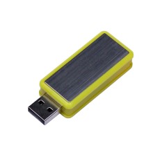 USB-флешка промо на 32 Гб прямоугольной формы, выдвижной механизм, желтый