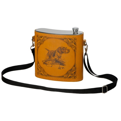 Купить Фляга 510 (рыжая кожа), 1,5 л с нанесением логотипа