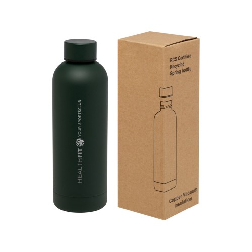 Купить Spring медная бутылка с вакуумной изоляцией, сертифицированная согласно RCS, 500 мл - Зеленый с нанесением логотипа