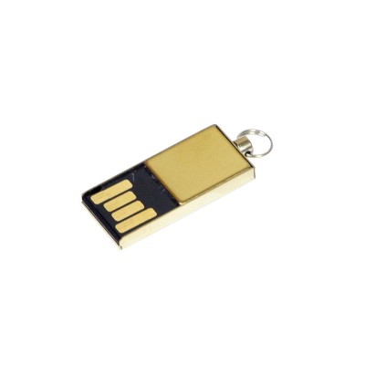 Купить Флешка с мини чипом, минимальный размер корпуса, 32 Гб, золотой с нанесением логотипа