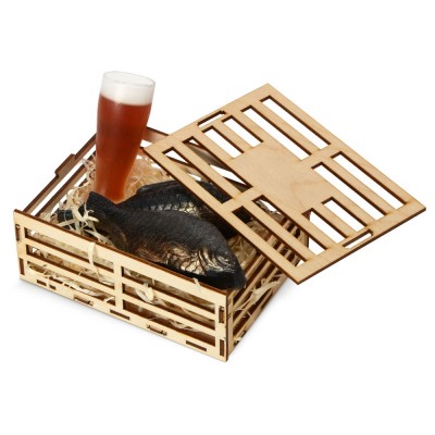 Купить Набор мыла ручной работы Пиво и рыба, в деревянной коробке с нанесением логотипа