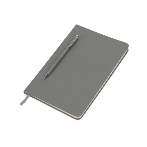 Купить Блокнот А5 Magnet 14,3*21 с магнитным держателем для ручки, серый с нанесением логотипа