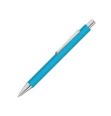 Ручка шариковая металлическая Pyra soft-touch с зеркальной гравировкой, голубой