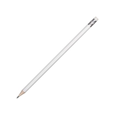 Купить Шестигранный карандаш с ластиком Presto, белый с нанесением логотипа