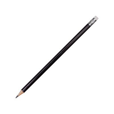 Купить Шестигранный карандаш с ластиком Presto, черный с нанесением логотипа
