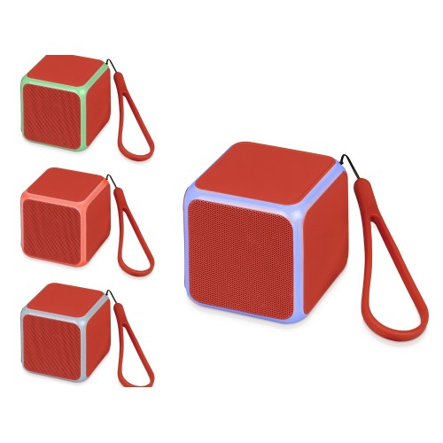 Купить Портативная колонка Cube с подсветкой, красный с нанесением логотипа Купить Портативная колонка Cube с подсветкой, красный с нанесением логотипа