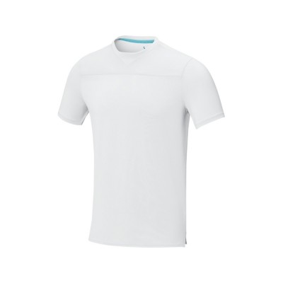 Купить Borax Мужская футболка с короткими рукавами из переработанного полиэстера, сертифицированного согласно GRS - Белый с нанесением логотипа