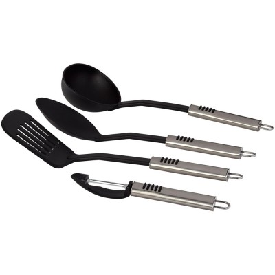 Купить Набор кухонных предметов со стальными ручками Paul Bocuse из 4 предметов, черный с нанесением логотипа
