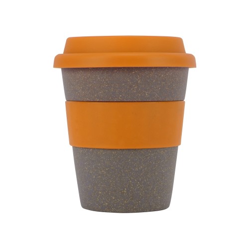 Купить Стакан с силиконовой крышкой Cafe, оранжевый с нанесением логотипа
