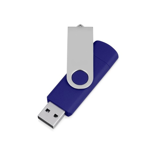 Купить USB/micro USB-флешка 2.0 на 16 Гб Квебек OTG, синий с нанесением логотипа