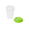 Купить Пластиковый стакан Take away с двойными стенками и крышкой с силиконовым клапаном, 350 мл, белый/зел. Яблоко с нанесением логотипа