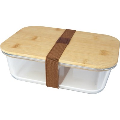 Купить Roby Стеклянный контейнер для завтрака с бамбуковой крышкой, прозрачный с нанесением логотипа