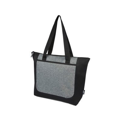 Купить Двухцветная эко-сумка Reclaim на молнии объемом 15 л, изготовленная из переработанных материалов по стандарту GRS, серый яркий с нанесением логотипа