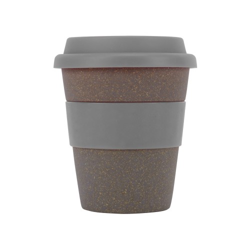 Купить Стакан с силиконовой крышкой Cafe, серый с нанесением логотипа