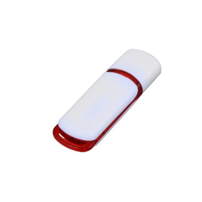 Купить Флешка 3.0 промо прямоугольной классической формы с цветными вставками, 64 Гб, белый/красный с нанесением