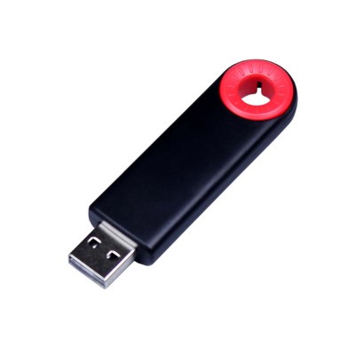 Купить USB-флешка промо на 64 ГБ прямоугольной формы, выдвижной механизм, красный с нанесением