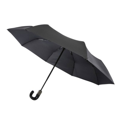 Купить Montebello 21-дюймовый складной зонт с автоматическим открытием/закрытием и изогнутой ручкой, черный с нанесением логотипа