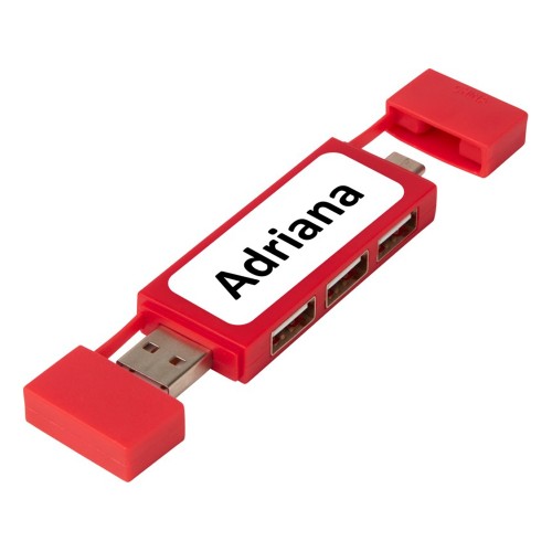 Купить Mulan Двойной USB 2.0-хаб, красный с нанесением логотипа
