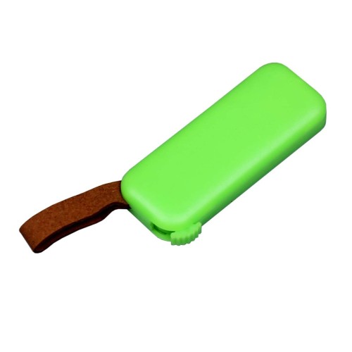 Купить USB-флешка промо на 32 Гб прямоугольной формы, выдвижной механизм, зеленый с нанесением логотипа