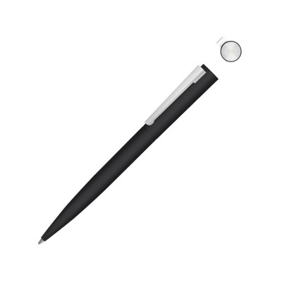 Купить Металлическая шариковая ручка soft touch Brush gum, черный с нанесением логотипа