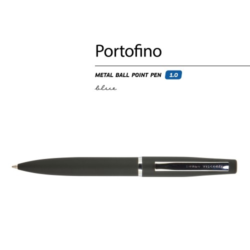 Купить Ручка Portofino шариковая автоматическая, черный металлический корпус, 1,0 мм, синяя с нанесением логотипа Купить Ручка Portofino шариковая автоматическая, черный металлический корпус, 1,0 мм, синяя с нанесением логотипа