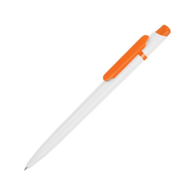 Купить Ручка шариковая Этюд, белый/оранжевый с нанесением логотипа