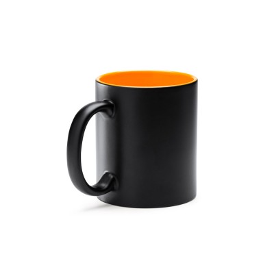 Купить Кружка керамическая MACHA, 350 мл, черный/апельсин с нанесением логотипа