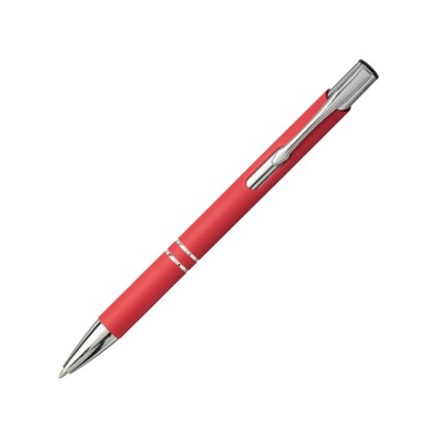 Купить Шариковая кнопочная ручка Moneta с матовым антискользящим покрытием, красный с нанесением