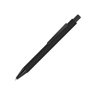 Купить Ручка шариковая металлическая Pyra M soft-touch с зеркальной гравировкой и черными деталями, черный с нанесением