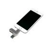 Купить USB-флешка на 32 Гб, интерфейс USB3.0, поворотный механизм,c дополнительными разъемами для I-phone Lightning и Micro USB,  полностью металлический корпус, серебро с нанесением логотипа