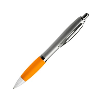 Купить Ручка пластиковая шариковая CONWI, серебристый/апельсин с нанесением логотипа