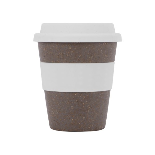 Купить Стакан с силиконовой крышкой Cafe, белый с нанесением логотипа