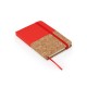 Купить Блокнот А6 IRIS с комбинированной обложкой, натуральный/красный с нанесением логотипа