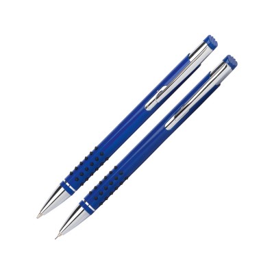 Купить Набор Онтарио: ручка шариковая, карандаш механический, синий/серебристый с нанесением логотипа